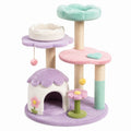 Árbol para gatos con casa y postes de sisal, colores pastel