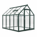 Invernadero de aluminio y vidrio templado verde 190x190x195 cm