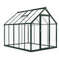 Invernadero de aluminio y vidrio templado verde oscuro