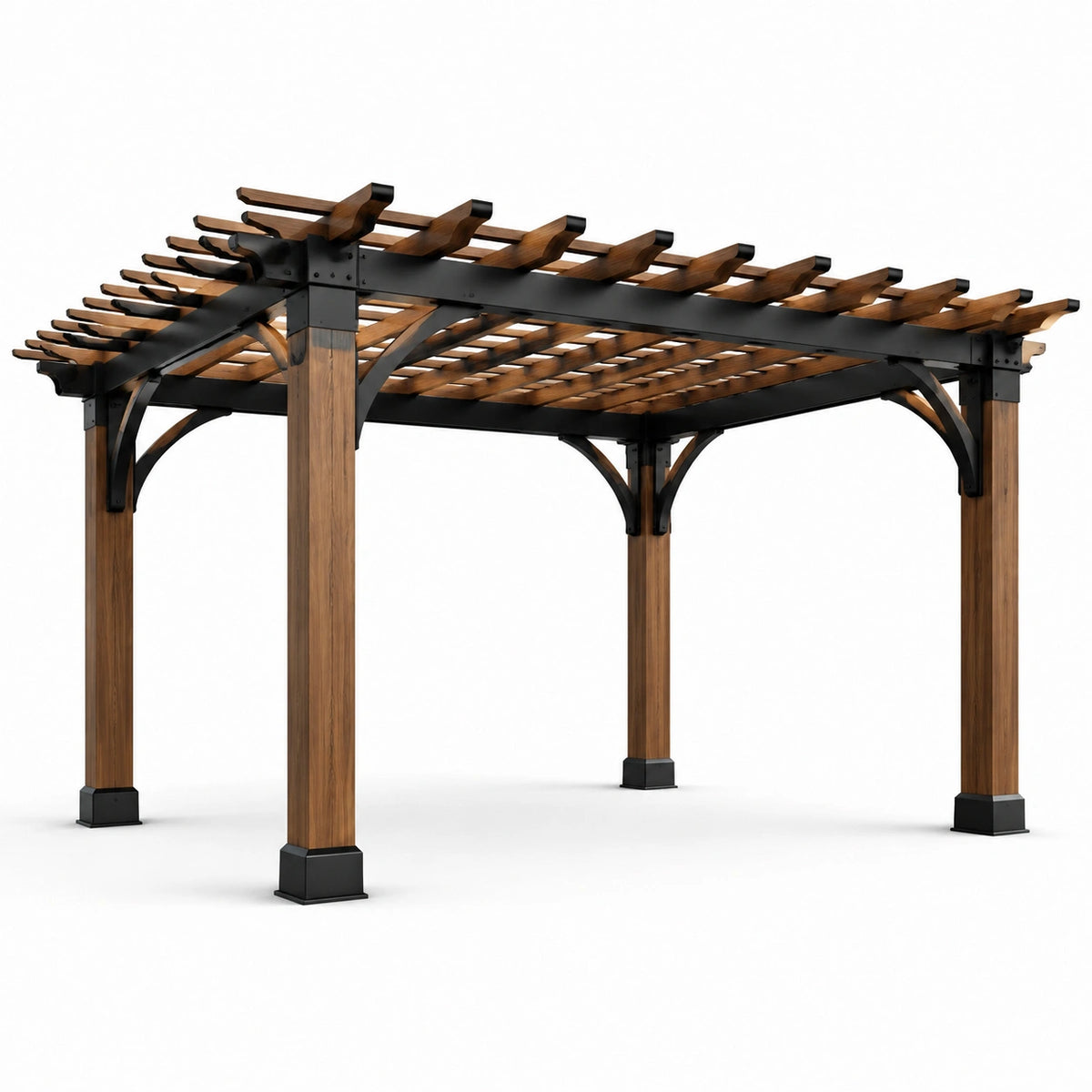 Pérgola de Madera y Metal 3x4m Natural y Negro