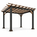 Pérgola de Aluminio y Madera de Alerce 300x300 cm Negra y Marrón