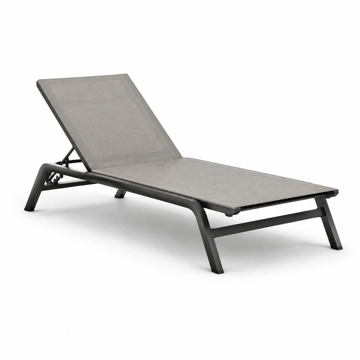 Tumbona ajustable de aluminio con tela gris