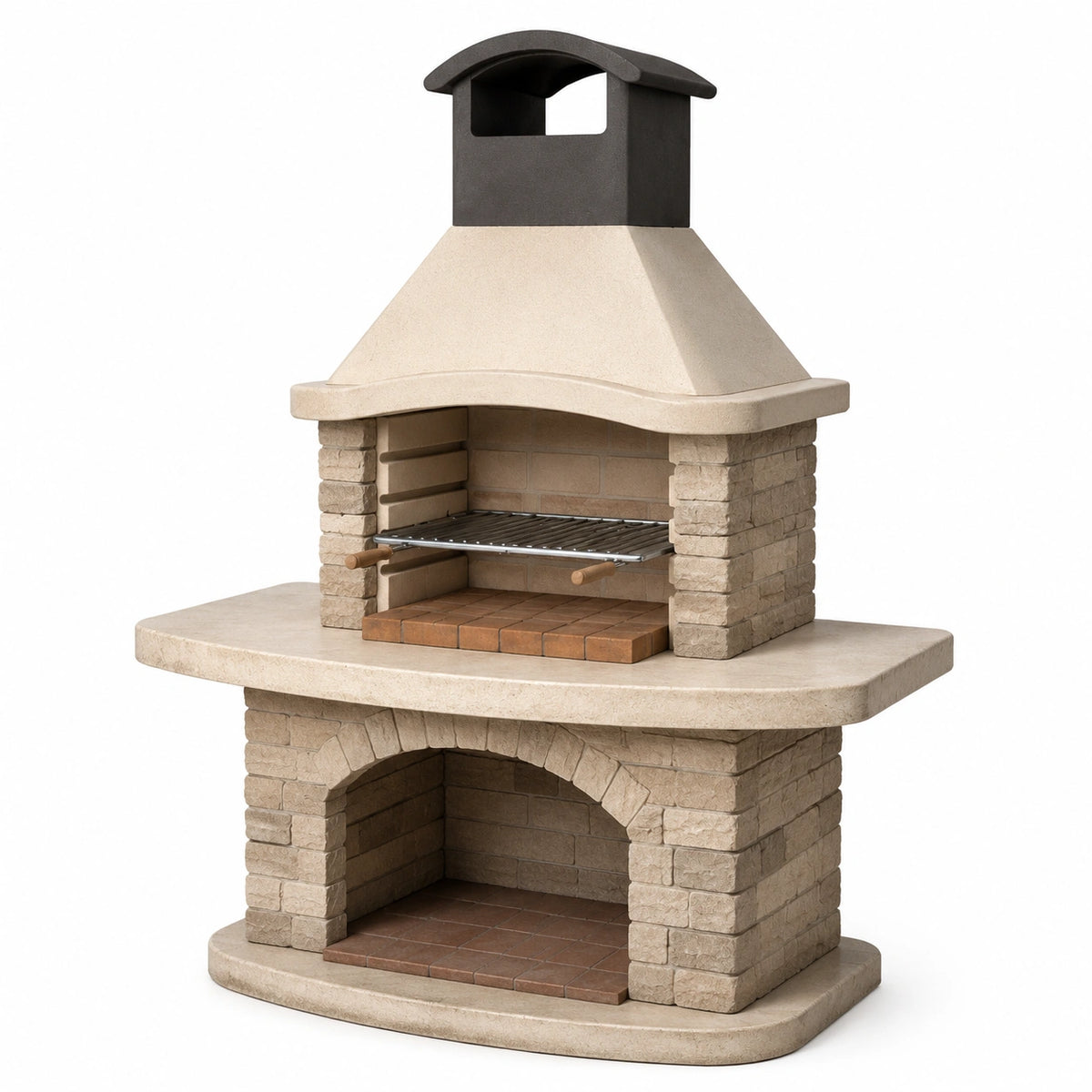 Barbacoa de ladrillo con acero inoxidable beige 150cm x 60cm x 120cm