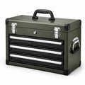 Caja de herramientas de metal con 3 cajones verde 52x22x30 cm