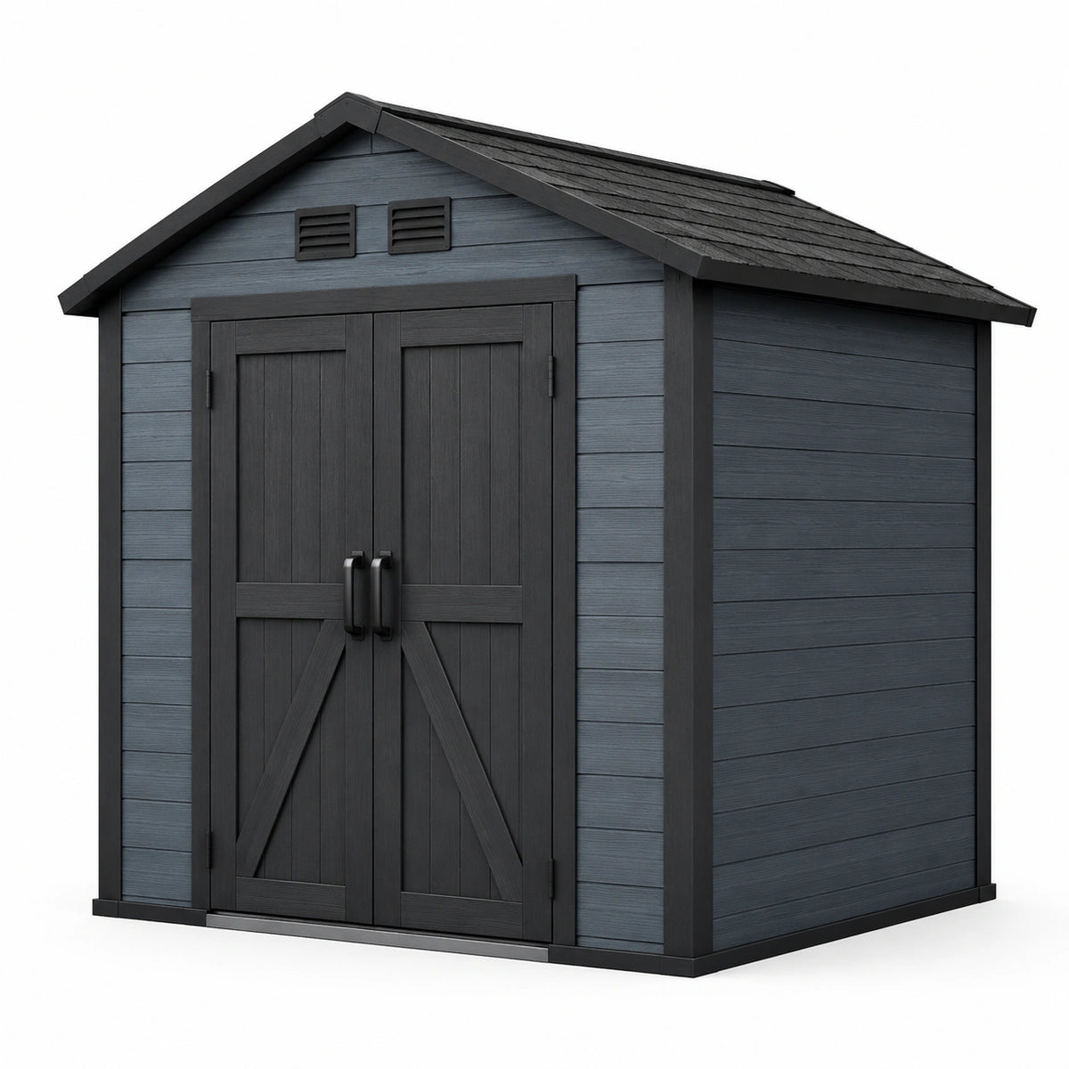 Cobertizo de plástico polipropileno 190x130x215 cm Gris/Negro