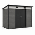Cobertizo de resina y acero con puertas dobles y techo inclinado 200x150x210 cm gris y negro