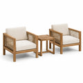Conjunto de muebles de jardín de madera y ratán sintético, beige