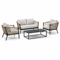 Set de muebles de jardín de metal y ratán sintético negro/beige